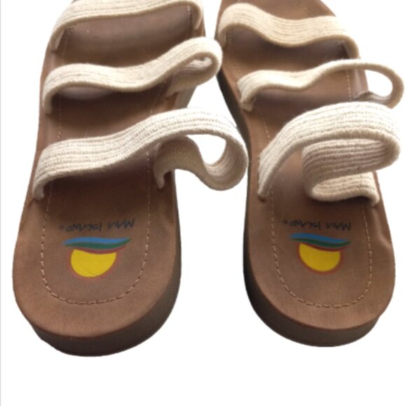 Maui Island Women’s Slip On Sandals Ivory 3 Strap Comfort Size 10M - Picture 5 of 8